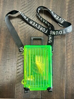 Neon Green Mini Suitcase Crossbody with 'Forever Young' Strap